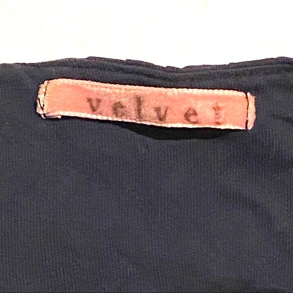 Velvet by Graham & Spencer Bubble Hem Navy Blue V-Neck Cotton Dress Women's S - Picture 2 of 10